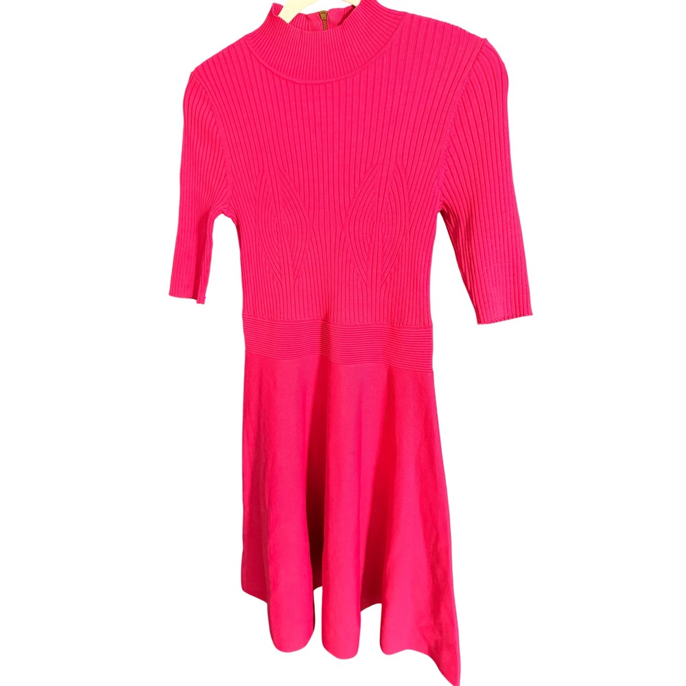 Ted Baker Viviiyy Pink Ribbed Fit and Flare Skater Dress Size 2